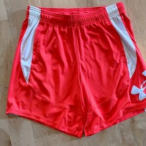 Under Armour Women's Bright Orange and White Athletic Shorts